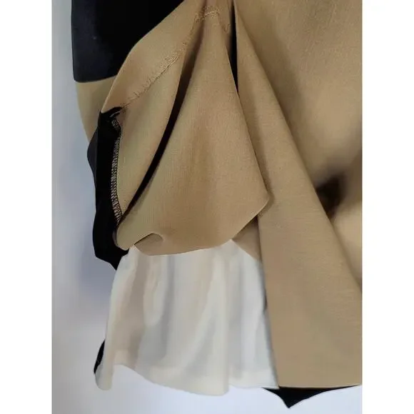 Classic DressBarn Colorblock Black Tan White Sheath Midi Dress Women's Size 8 - Picture 3 of 8